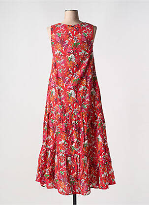 Robe longue imprimé fantaisie sans manche rouge AGATHE & LOUISE femme