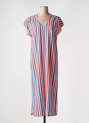 Robe longue imprimé fantaisie manches courtes rouge ÉTYMOLOGIE femme