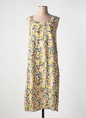 Robe mi-longue imprimé fantaisie fines bretelles jaune AGATHE & LOUISE femme