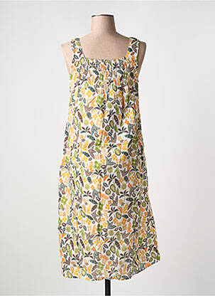 Robe mi-longue imprimé fantaisie fines bretelles jaune AGATHE & LOUISE femme