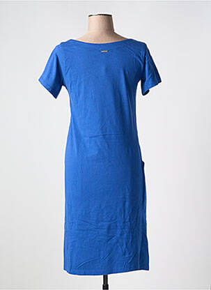 Robe mi-longue coupe fluide manches courtes bleu AGATHE & LOUISE femme