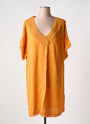Robe courte manches courtes manches courtes orange L'ATELIER D'ANNA femme