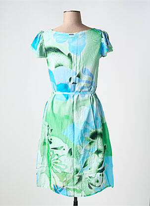 Robe mi-longue imprimé fantaisie manches courtes bleu AGATHE & LOUISE femme