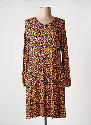 Robe mi-longue imprimé fantaisie manches longues noir AGATHE & LOUISE femme
