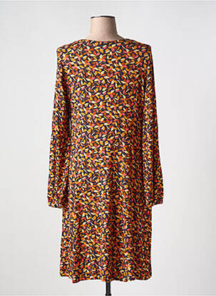 Robe mi-longue imprimé fantaisie manches longues noir AGATHE & LOUISE femme