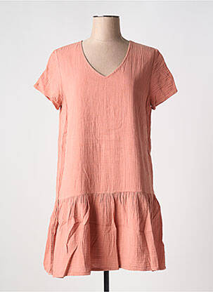 Robe courte coupe évasée manches courtes rose OXBOW femme