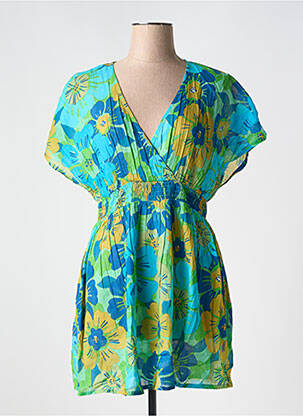 Robe courte manches courtes manches courtes bleu L'ATELIER D'ANNA femme