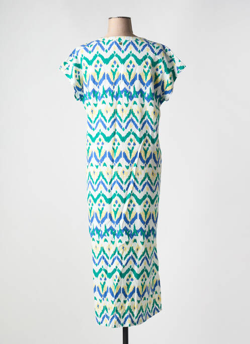 Robe longue imprimé fantaisie manches courtes blanc ÉTYMOLOGIE femme