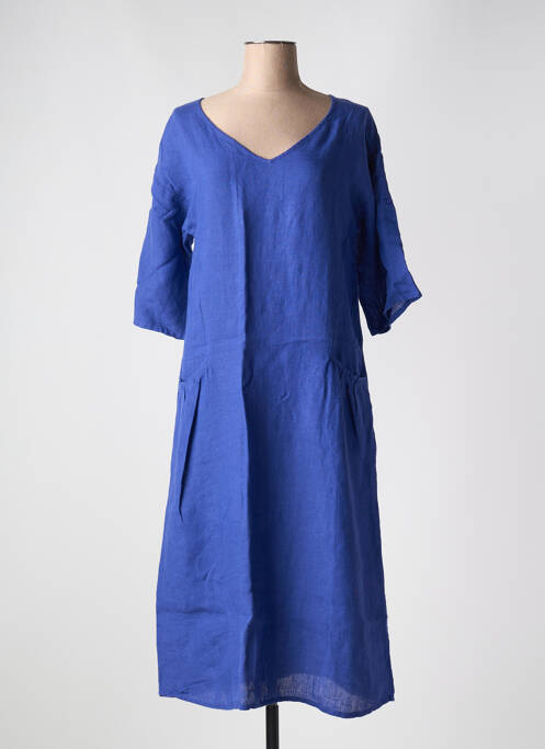 Robe mi-longue manches 3/4 manches 3/4 bleu AGATHE & LOUISE femme
