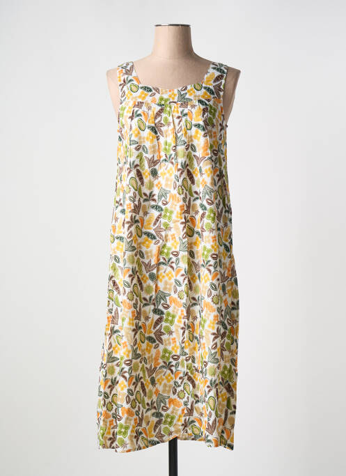 Robe mi-longue imprimé fantaisie fines bretelles jaune AGATHE & LOUISE femme