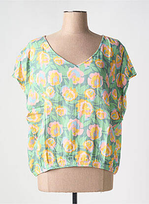 Blouse imprimé fantaisie manches courtes vert AGATHE & LOUISE femme