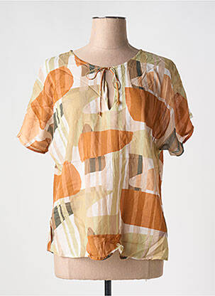Blouse imprimé fantaisie manches courtes marron L'ATELIER D'ANNA femme