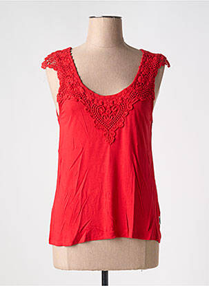 Top coupe cintrée sans manche rouge LEE COOPER femme