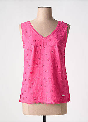 Top col v sans manche rose AGATHE & LOUISE femme