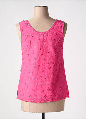 Top col v sans manche rose AGATHE & LOUISE femme