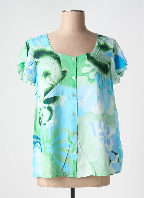 Chemisier manches courtes manches courtes vert AGATHE & LOUISE femme