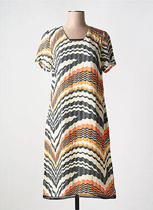 Robe mi-longue manches courtes manches courtes orange IMPULSION femme