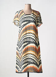 Robe mi-longue fermeture zippée au dos manches courtes orange IMPULSION femme