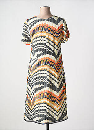Robe mi-longue manches courtes manches courtes orange IMPULSION femme