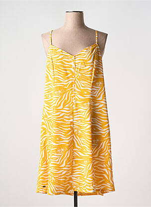 Robe mi-longue col v fines bretelles jaune OXBOW femme