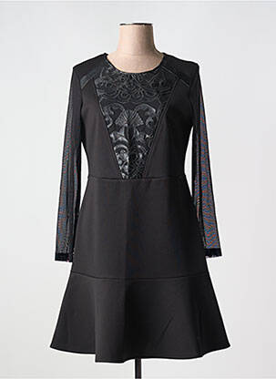 Robe mi-longue manches longues manches longues noir JUS D'ORANGE femme