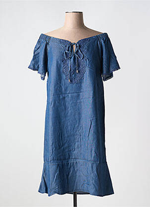 Robe mi-longue manches courtes manches courtes bleu JUS D'ORANGE femme