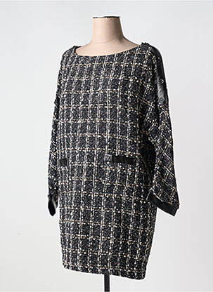 Robe courte manches longues manches longues noir JEFF GALLANO femme