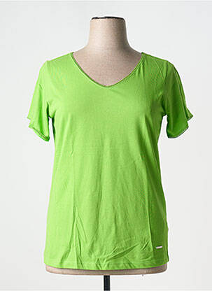 T-shirt col v manches courtes vert AGATHE & LOUISE femme