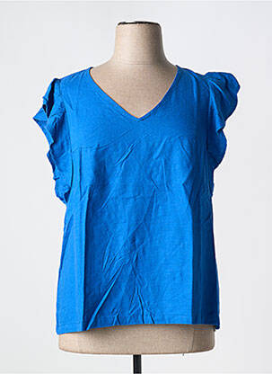 Blouse manches courtes manches courtes bleu ÉTYMOLOGIE femme