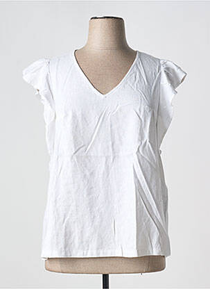 Blouse tissage popeline manches courtes blanc ÉTYMOLOGIE femme