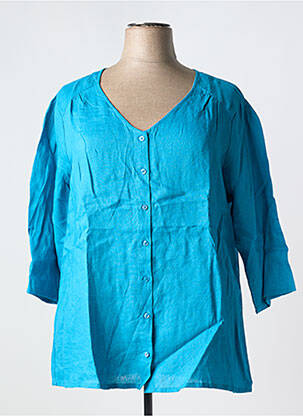 Tunique manches longues tissage crêpe bleu AGATHE & LOUISE femme