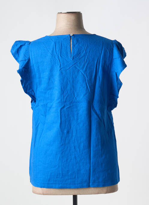 Blouse tissage popeline manches courtes bleu ÉTYMOLOGIE femme