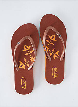 Tongs bout ouvert talon plat jusqu'à 3cm marron OXBOW femme