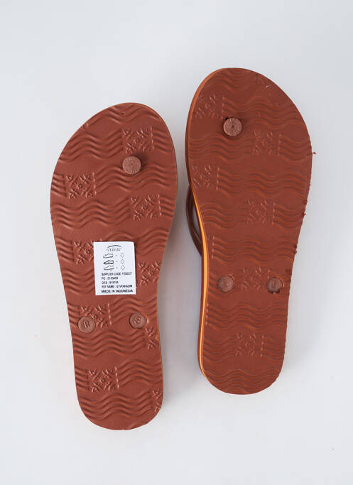 Tongs bout ouvert talon plat jusqu'à 3cm marron OXBOW femme