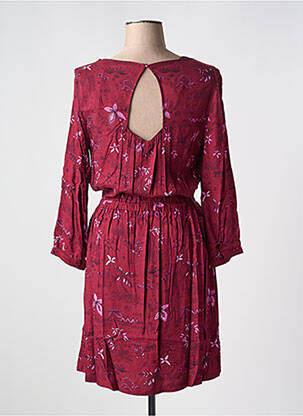 Robe mi-longue imprimé fantaisie manches longues rouge NAF NAF femme