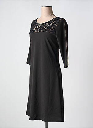Robe mi-longue manches 3/4 manches 3/4 noir LILI & CAROLINE femme