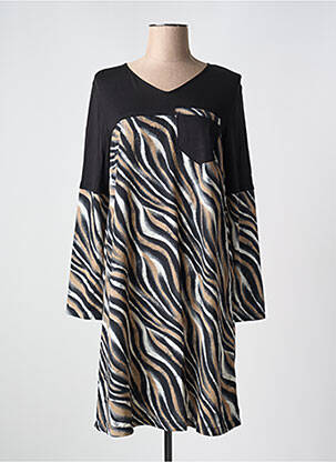 Robe mi-longue manches longues manches longues marron LILI & CAROLINE femme