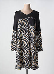 Robe mi-longue manches longues manches longues marron LILI & CAROLINE femme