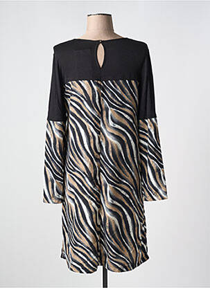 Robe mi-longue manches longues manches longues marron LILI & CAROLINE femme