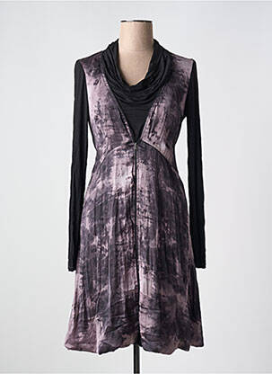 Robe mi-longue imprimé fantaisie manches longues violet DECA femme