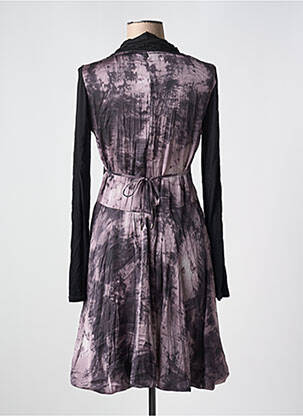 Robe mi-longue imprimé fantaisie manches longues violet DECA femme