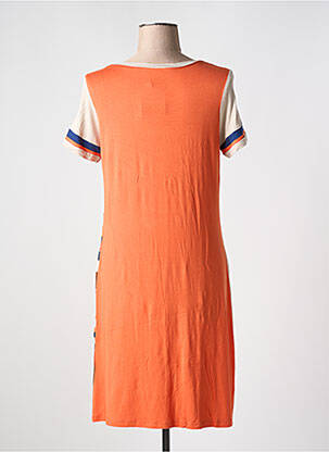 Robe mi-longue imprimé fantaisie manches courtes orange LILI & CAROLINE femme