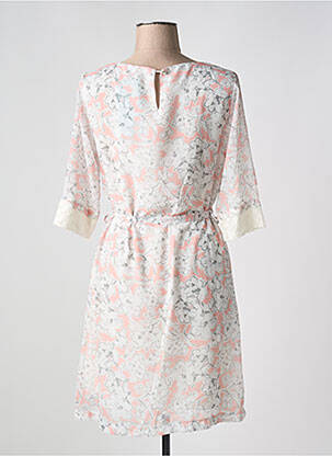 Robe mi-longue imprimé fleurs manches 3/4 rose LILI & CAROLINE femme