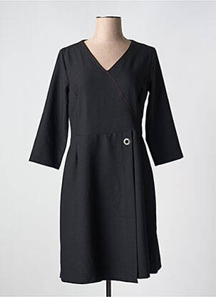 Robe mi-longue manches 3/4 manches 3/4 noir LILI & CAROLINE femme