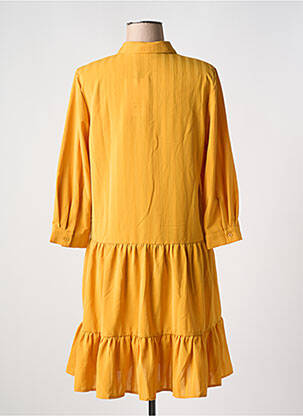 Robe mi-longue manches longues manches longues jaune ICHI femme