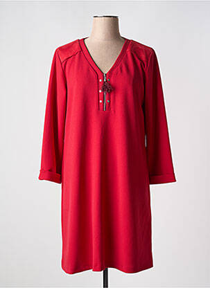 Robe mi-longue manches longues manches longues rouge LIL PARIS femme