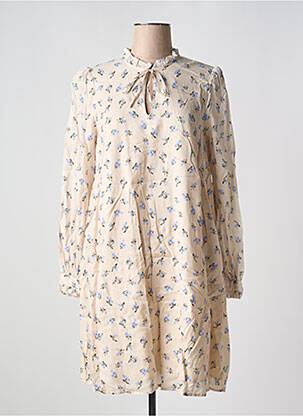 Robe mi-longue imprimé fleurs manches longues beige B.YOUNG femme