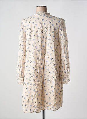 Robe mi-longue imprimé fleurs manches longues beige B.YOUNG femme
