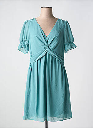 Robe mi-longue tissage crêpe manches courtes vert NAF NAF femme