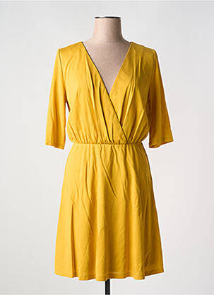 Robe mi-longue manches 3/4 manches 3/4 jaune FRANSA femme